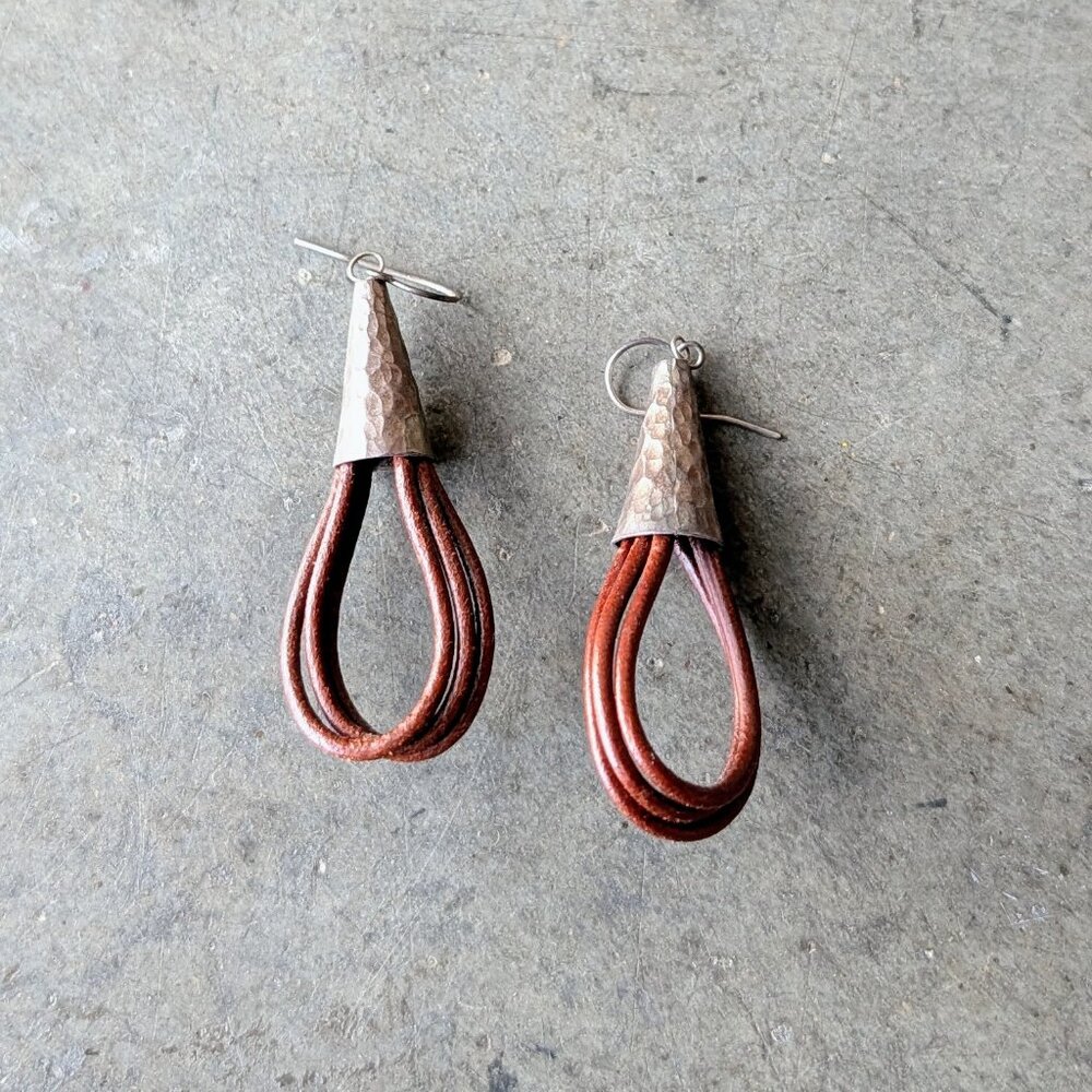 Set of Three Brown Tone Teardrop Dangle Earrings - Picture 12 of 12